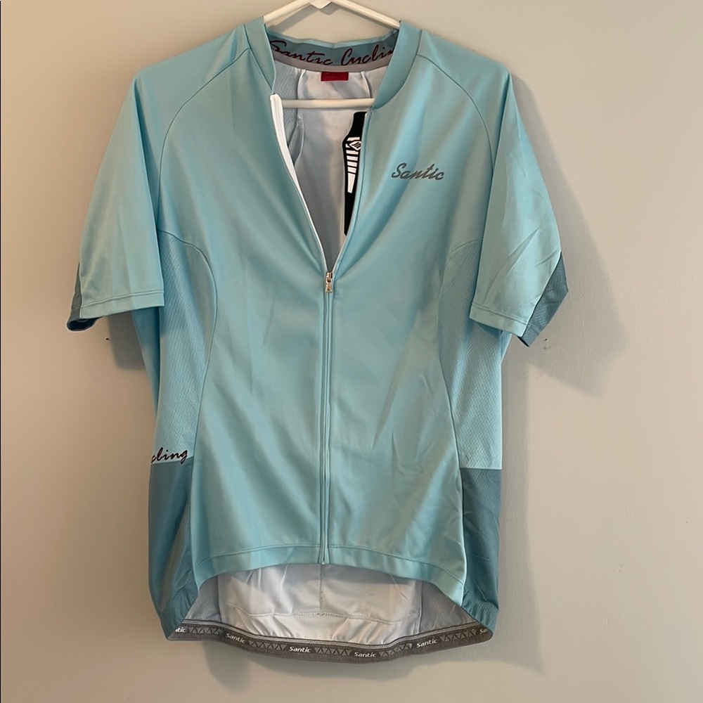 Santic women's cycling short sleeve jersey, back pocket size:XL